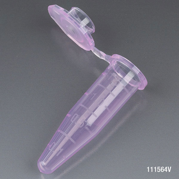 Globe Scientific Microcentrifuge Tube, 1.5mL, PP, Attached Snap Cap, Graduated, Violet, Certified: Rnase, Dnase and Pyrogen Free, 500/Stand Up Zip Lock Bag Image